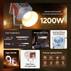 Đèn Studio MIAOTU 1200W Chính Hãng - Hỗ Trợ Điều Khiển App