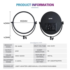 Đèn ZSYB LED PB-500Bi 80W Livestream