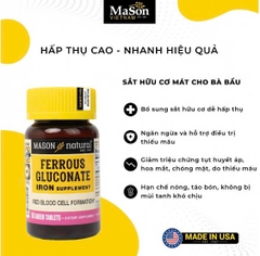 Sắt hữu cơ mát Mason Natural Ferrous Gluconate 50 viên