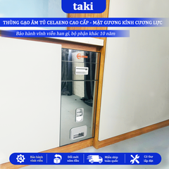 Thùng Gạo Tủ Bếp CELAENO CAO CẤP,, Thùng Gạo Âm Tủ, Mặt Gương Cường Lực, Bảo Hành Vĩnh Viễn