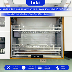 Giá Bát Nâng Hạ RELAXY CAO CẤP, Kệ Chén Nâng Hạ, INOX 304, Bảo Hành Hộp Lực 10 Năm, Trọn Đời Han Gỉ INOX, Có Thợ Lắp