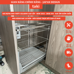 Kệ Dao Thớt & Gia Vị Tủ Bếp CELAENO - INOX 304, Ray Âm Giảm Chấn, Bảo Hành Vĩnh Viễn, Có Thợ Lắp