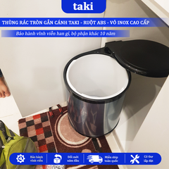 Thùng Rác Gắn Cánh Tủ Bếp TAKI CAO CẤP, Thùng Rác Tủ Bếp - Bọc INOX Không Gỉ 304 - Bảo Hành 10 Năm - Có Thợ Lắp