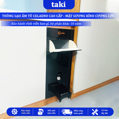 Thùng Gạo Tủ Bếp CELAENO CAO CẤP,, Thùng Gạo Âm Tủ, Mặt Gương Cường Lực, Bảo Hành Vĩnh Viễn