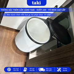 Thùng Rác Tủ Bếp - Thùng Rác Tròn Gắn Cánh TAKI CAO CẤP - Bảo Hành 10 Năm - Có Thợ Lắp