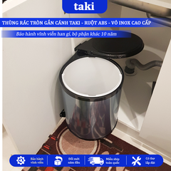 Thùng Rác Gắn Cánh Tủ Bếp TAKI CAO CẤP, Thùng Rác Tủ Bếp - Bọc INOX Không Gỉ 304 - Bảo Hành 10 Năm - Có Thợ Lắp