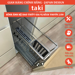Kệ Dao Thớt & Gia Vị Tủ Bếp TAKI INOX Không Gỉ 304 -  Ray Âm Giảm Chấn Cao Cấp   - BẢO HÀNH VĨNH VIỄN - Có Thợ Lắp Đặt