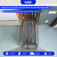 Kệ Đựng Gia Vị Tủ Bếp CELAENO CAO CẤP, INOX 304, Ray Giảm Chấn , Bảo Hành Vĩnh Viễn, Có Thợ Lắp