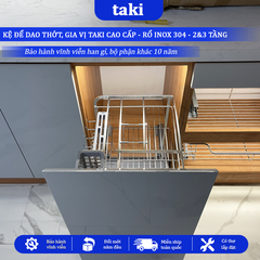 Kệ Dao Thớt & Gia Vị Tủ Bếp TAKI INOX Không Gỉ 304 -  Ray Âm Giảm Chấn Cao Cấp   - BẢO HÀNH VĨNH VIỄN - Có Thợ Lắp Đặt