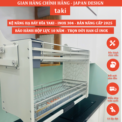 Kệ Chén Nâng Hạ TAKI WHITE CAO CẤP - NEW 2025 - INOX Không Gỉ 304, Bảo Hành Máy 10 Năm - Bảo Hành Vĩnh Viễn - Có Thợ Lắp Đặt
