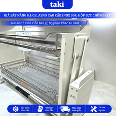 Giá Bát Nâng Hạ, Kệ Chén Nâng Hạ Tủ Bếp CELAENO - WHITE END BACK-  INOX Không Gỉ 304 - Bảo Hành Vĩnh Viễn - Có Thợ Lắp