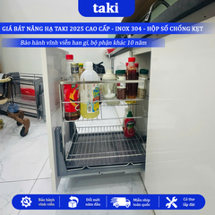 Kệ Đựng Gia Vị, Chai Lọ Tủ Bếp TAKI CAO CẤP, Chất Liệu INOX 304, Hệ Ray giảm Chấn, Bảo Hành Vĩnh Viễn, Có Thợ Lắp
