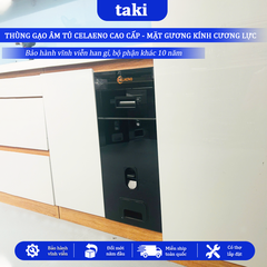 Thùng Gạo Tủ Bếp CELAENO CAO CẤP,, Thùng Gạo Âm Tủ, Mặt Gương Cường Lực, Bảo Hành Vĩnh Viễn