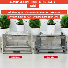 Giá Bát Nâng Hạ, Kệ Chén Nâng Hạ Tủ Bếp CELAENO - WHITE END BACK-  INOX Không Gỉ 304 - Bảo Hành Vĩnh Viễn - Có Thợ Lắp