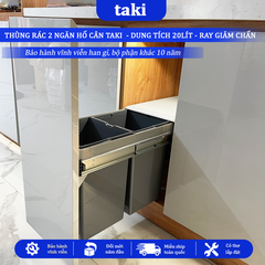 Thùng Rác Đôi Thông Minh Âm Tủ Bếp TAKI CAO CẤP , 2 Ngăn, Hố Cân, Dung Tích 20L - Bảo Hành 10 Năm - Có Thợ Lắp