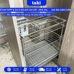 Trọn Bộ Giá Kéo Dao Thớt RELAXY CAO CẤP, Kệ Dao Thớt Tủ Bếp , INOX 304, Ray ÂM Giảm Chấn, Bảo Hành Vĩnh Viễn, Có Lắp