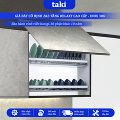 Giá Bát Cố Định RELAXY CAO CẤP, Khung Nhôm, INOX 304, Kệ Để Chén Tủ Bếp Trên - Bảo Hành INOX Vĩnh Viễn - Có Thợ Lắp
