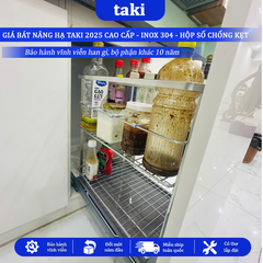 Kệ Đựng Gia Vị, Chai Lọ Tủ Bếp TAKI CAO CẤP, Chất Liệu INOX 304, Hệ Ray giảm Chấn, Bảo Hành Vĩnh Viễn, Có Thợ Lắp