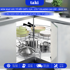 Kệ Góc Tủ Bếp CELAENO CAO CẤP, Kệ Góc Chữ L, Mâm Xoay 3/4 (270°) - INOX 304 - Bảo Hành Vĩnh Viễn - Có Thợ Lắp