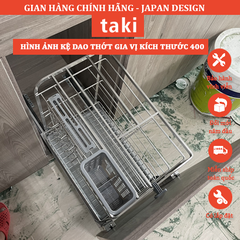 Kệ Dao Thớt & Gia Vị Tủ Bếp TAKI INOX Không Gỉ 304 -  Ray Âm Giảm Chấn Cao Cấp   - BẢO HÀNH VĨNH VIỄN - Có Thợ Lắp Đặt