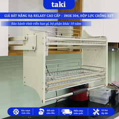 Giá Bát Nâng Hạ RELAXY CAO CẤP, Kệ Chén Nâng Hạ, INOX 304, Bảo Hành Hộp Lực 10 Năm, Trọn Đời Han Gỉ INOX, Có Thợ Lắp