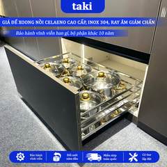 Giá Kéo Xoong Nồi Tủ Bếp CELAENO CAO CẤP, Kệ Xoong Nồi - INOX 304, Ray Âm Giảm Chấn, Bảo Hành Vĩnh Viễn, Có Thợ Lắp