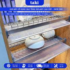 Giá Bát Cố Định RELAXY CAO CẤP, Khung Nhôm, INOX 304, Kệ Để Chén Tủ Bếp Trên - Bảo Hành INOX Vĩnh Viễn - Có Thợ Lắp