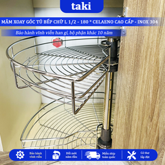 Mâm Xoay Góc 180°, Mâm Xoay Góc 1/2 Cho Tủ Bếp - Hiệu CELAENO - INOX KHÔNG GỈ 304 - Bảo Hành Vĩnh Viễn - Có Thợ Lắp Đặt