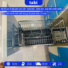 Trọn Bộ Giá Kéo Đựng Gia Vị Tủ Bếp RELAXY CAO CẤP, INOX 304, Hệ Ray Giảm Chấn , Bảo Hành Vĩnh Viễn, Có Thợ Lắp