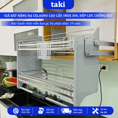 Giá Bát Nâng Hạ, Kệ Chén Nâng Hạ Tủ Bếp CELAENO - WHITE END BACK-  INOX Không Gỉ 304 - Bảo Hành Vĩnh Viễn - Có Thợ Lắp