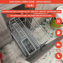 Kệ Dao Thớt & Gia Vị Tủ Bếp CELAENO - INOX 304, Ray Âm Giảm Chấn, Bảo Hành Vĩnh Viễn, Có Thợ Lắp