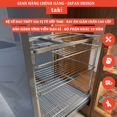 Kệ Dao Thớt & Gia Vị Tủ Bếp TAKI INOX Không Gỉ 304 -  Ray Âm Giảm Chấn Cao Cấp   - BẢO HÀNH VĨNH VIỄN - Có Thợ Lắp Đặt