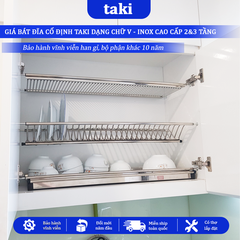 Giá Bát Cố Định Tủ Bếp TAKI, Kệ Chén Tủ Bếp Dạng Chữ V, INOX 304  Bảo Hành INOX Vĩnh Viễn - Có Thợ Lắp