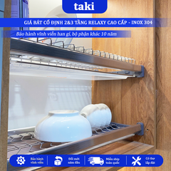 Giá Bát Cố Định RELAXY CAO CẤP, Khung Nhôm, INOX 304, Kệ Để Chén Tủ Bếp Trên - Bảo Hành INOX Vĩnh Viễn - Có Thợ Lắp