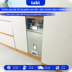 Thùng Gạo Tủ Bếp CELAENO CAO CẤP,, Thùng Gạo Âm Tủ, Mặt Gương Cường Lực, Bảo Hành Vĩnh Viễn