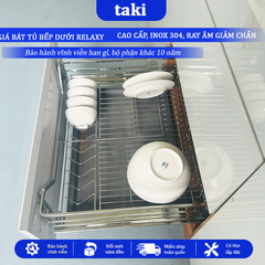 Giá Kéo Bát Tủ Bếp Dưới Đa Năng RELAXY, Kệ Chén Tủ Bếp - INOX  304 - Ray Âm Giảm Chấn - Bảo Hành Vĩnh Viễn - Có Thợ Lắp