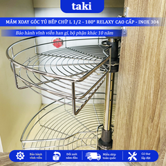 Mâm Xoay Góc Tủ Bếp 1/2(180°) RELAXY CAO CẤP - INOX KHÔNG GỈ 304, Bảo Hành Vĩnh Viễn - Có Thợ Lắp
