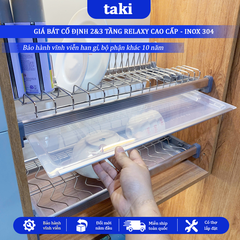 Giá Bát Cố Định RELAXY CAO CẤP, Khung Nhôm, INOX 304, Kệ Để Chén Tủ Bếp Trên - Bảo Hành INOX Vĩnh Viễn - Có Thợ Lắp
