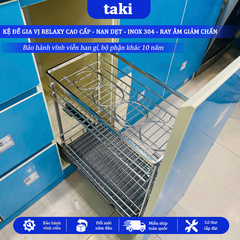 Trọn Bộ Giá Kéo Đựng Gia Vị Tủ Bếp RELAXY CAO CẤP, INOX 304, Hệ Ray Giảm Chấn , Bảo Hành Vĩnh Viễn, Có Thợ Lắp