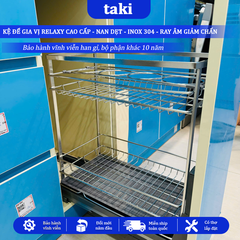 Trọn Bộ Giá Kéo Đựng Gia Vị Tủ Bếp RELAXY CAO CẤP, INOX 304, Hệ Ray Giảm Chấn , Bảo Hành Vĩnh Viễn, Có Thợ Lắp