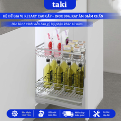 Trọn Bộ Giá Kéo Đựng Gia Vị Tủ Bếp RELAXY CAO CẤP, INOX 304, Hệ Ray Giảm Chấn , Bảo Hành Vĩnh Viễn, Có Thợ Lắp