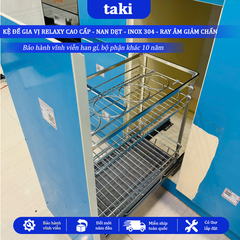 Trọn Bộ Giá Kéo Đựng Gia Vị Tủ Bếp RELAXY CAO CẤP, INOX 304, Hệ Ray Giảm Chấn , Bảo Hành Vĩnh Viễn, Có Thợ Lắp