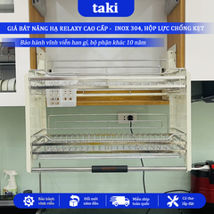 Giá Bát Nâng Hạ RELAXY CAO CẤP, Kệ Chén Nâng Hạ, INOX 304, Bảo Hành Hộp Lực 10 Năm, Trọn Đời Han Gỉ INOX, Có Thợ Lắp