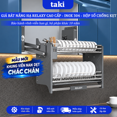 Giá Bát Nâng Hạ RELAXY CAO CẤP, Kệ Chén Nâng Hạ, INOX 304, Bảo Hành Hộp Lực 10 Năm, Trọn Đời Han Gỉ INOX, Có Thợ Lắp