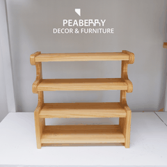 Kệ gỗ decor 4 tầng, cạnh cong