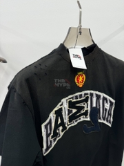 BALENCIAGA TEE - Áo Thun BLCG Distressed Logo-Appliquéd Cotton-Jersey (Black) [MIRROR QUALITY]