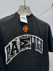 BALENCIAGA TEE - Áo Thun BLCG Distressed Logo-Appliquéd Cotton-Jersey (Black) [MIRROR QUALITY]