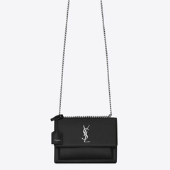 Túi YSL SUNSET MEDIUM CHAIN BAG IN SMOOTH LEATHER (Black) - [Mirror Quality]