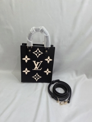 LOUIS VUITTON BAG - Túi LV Petit Sac Plat Monogram Emprein Leather (BLACK) [Mirror Quality]