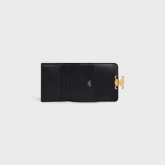 Ví Celine COMPACT WALLET WITH COIN TRIOMPHE IN SHINY CALFSKIN (Black) [MIRROR QUALITY]